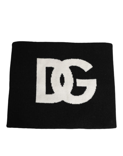 Black D&G Logo Cashmere Knitted Men One Size Scarf