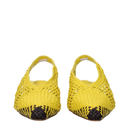 Yellow Leather Flat Sandals