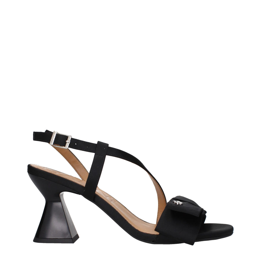 Black Fabric Platform Sandals