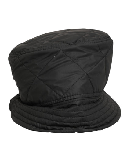 Black Nylon Quilted Bucket Men Capello Hat