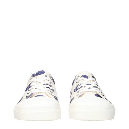 White Fabric Low Top Sneakers