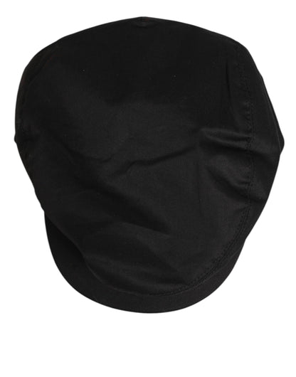 Black Cotton Stretch Newsboy Cloth Capello Hat