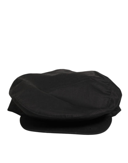 Black Cotton Stretch Newsboy Cloth Capello Hat