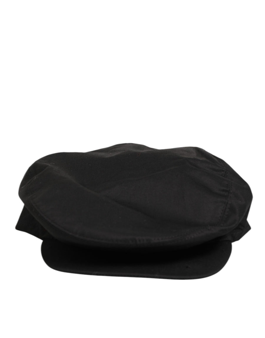 Black Cotton Stretch Newsboy Cloth Capello Hat