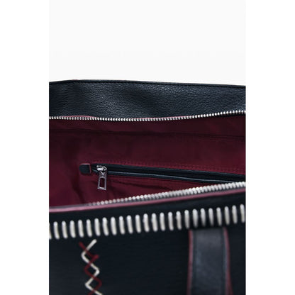 Black Polyurethane Women Shoulder Bag