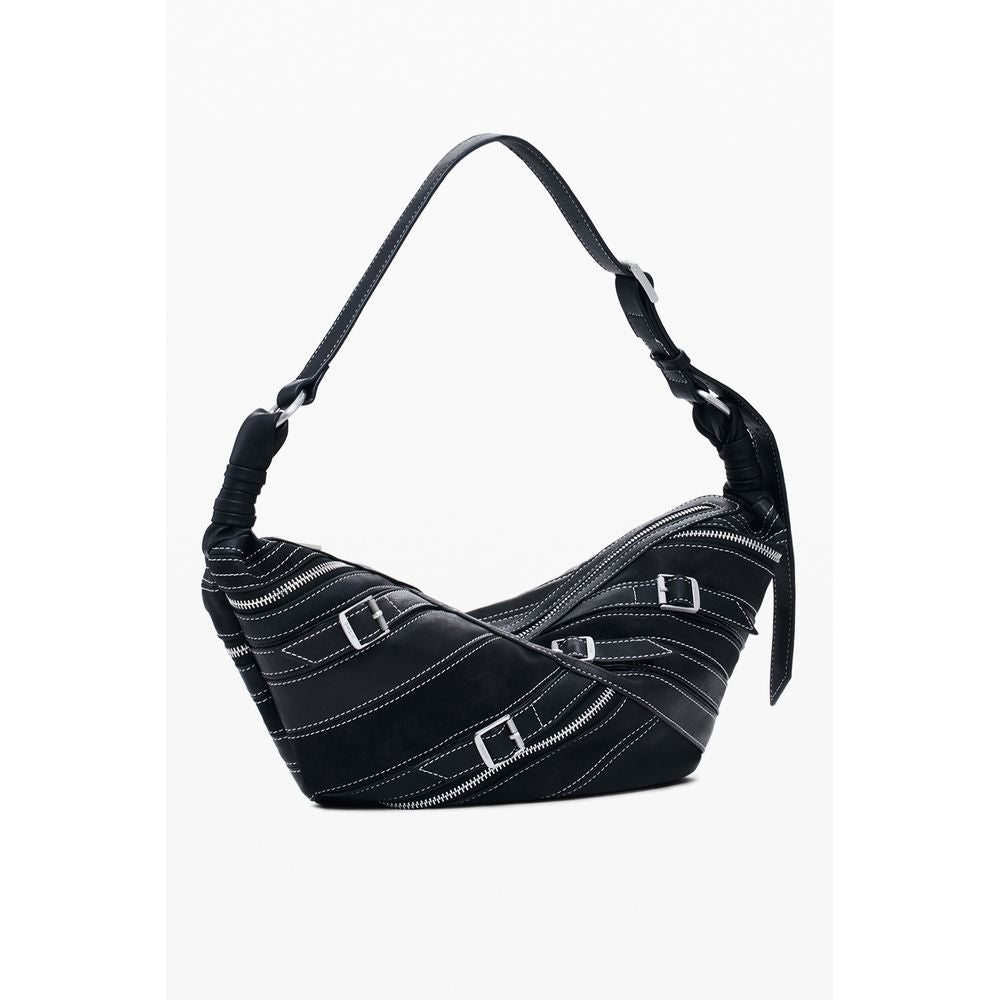 Black Polyethylene Women Handbag