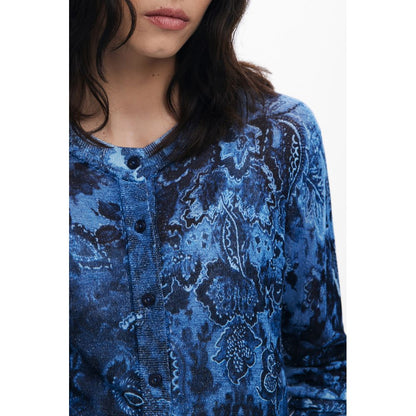 Blue Viscose Women Sweater