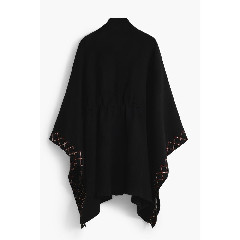 Black Polyester Women Poncho
