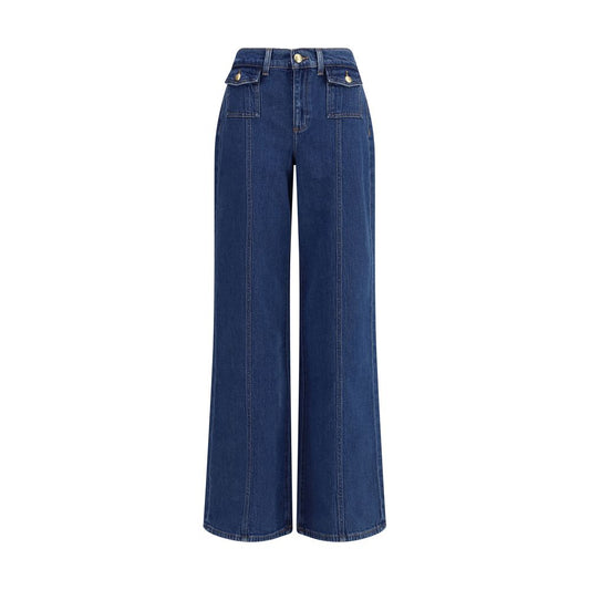 Blue Cotton High-Waisted Jean