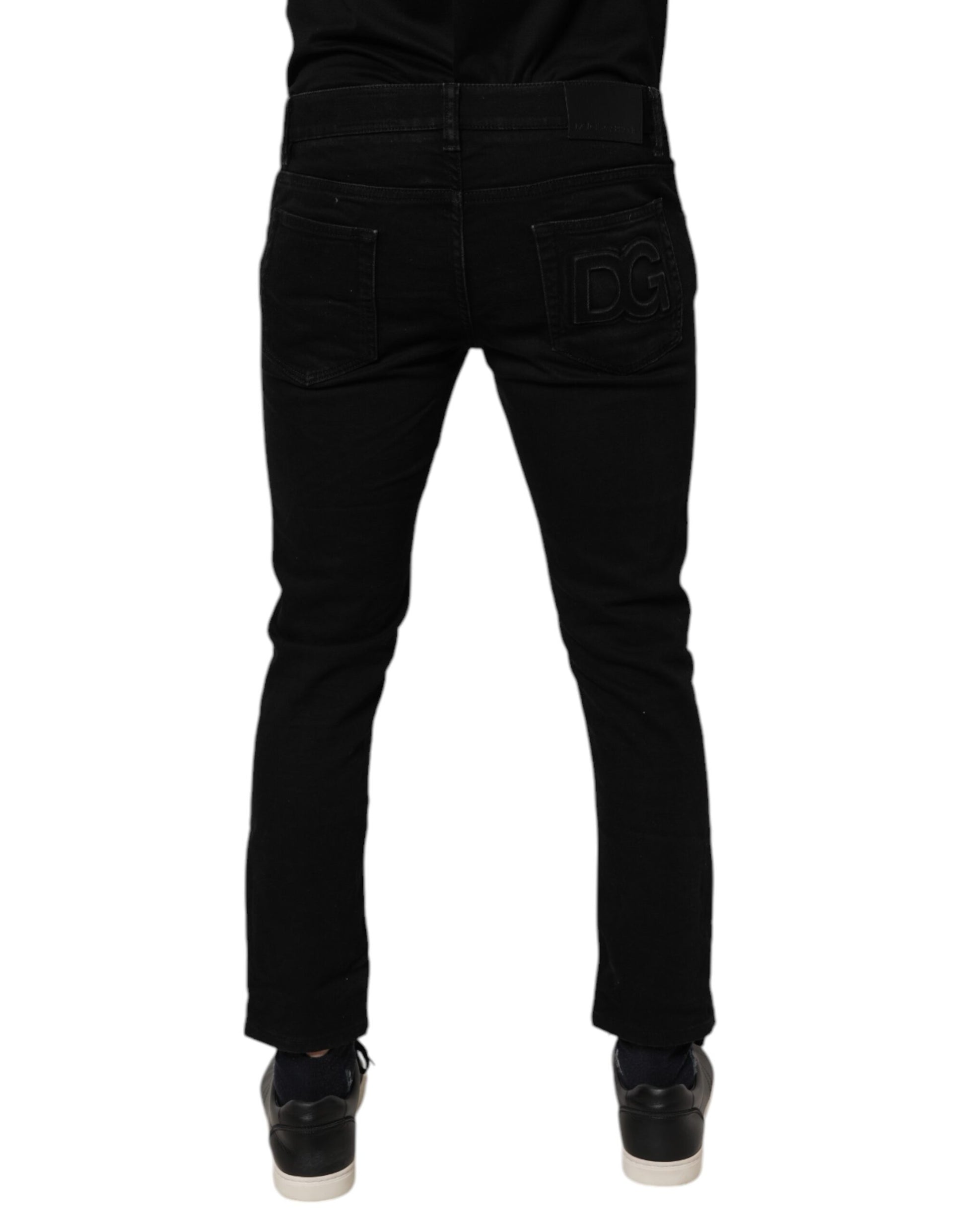 Black Cotton Stretch Skinny Men Denim Jeans