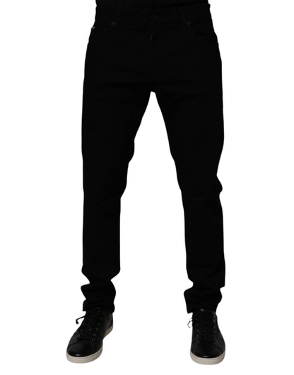 Black Cotton Stretch Skinny Men Denim Jeans