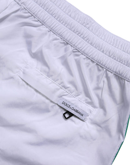 White Logo Polyester Men Beachwear Swimwear