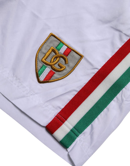 White Logo Polyester Men Beachwear Swimwear