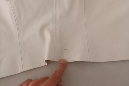 White Square Neck Button Down Crop Blouse