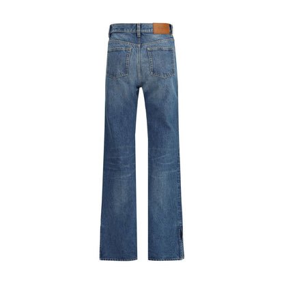 Blue Cotton Straight-Leg Jeans