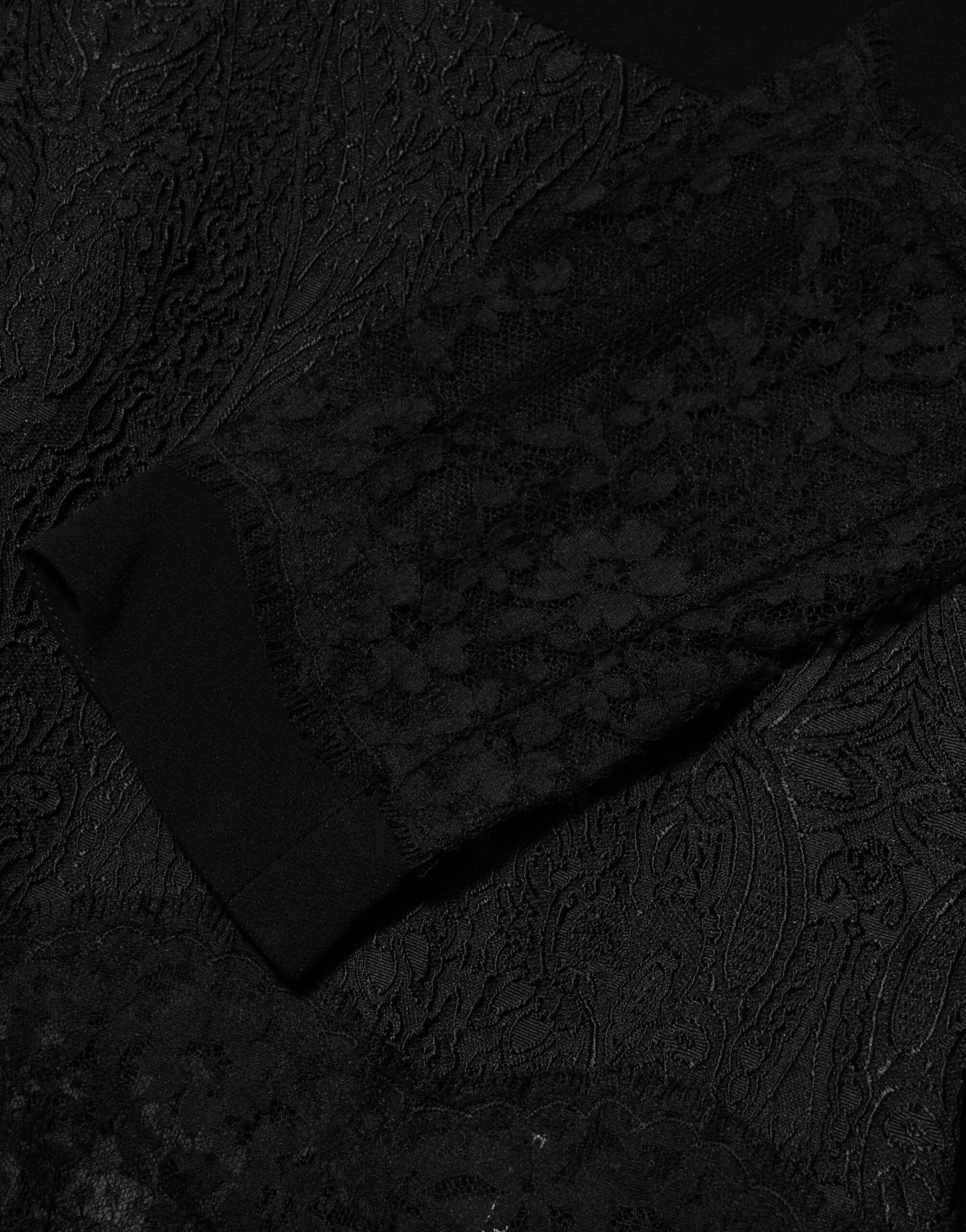 Black Floral Lace Trim Sheath A-line Dress