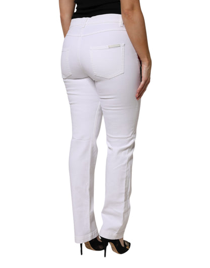 White GIRLY Floral Embroidery Denim Jeans