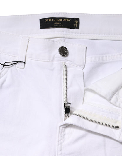 White GIRLY Floral Embroidery Denim Jeans