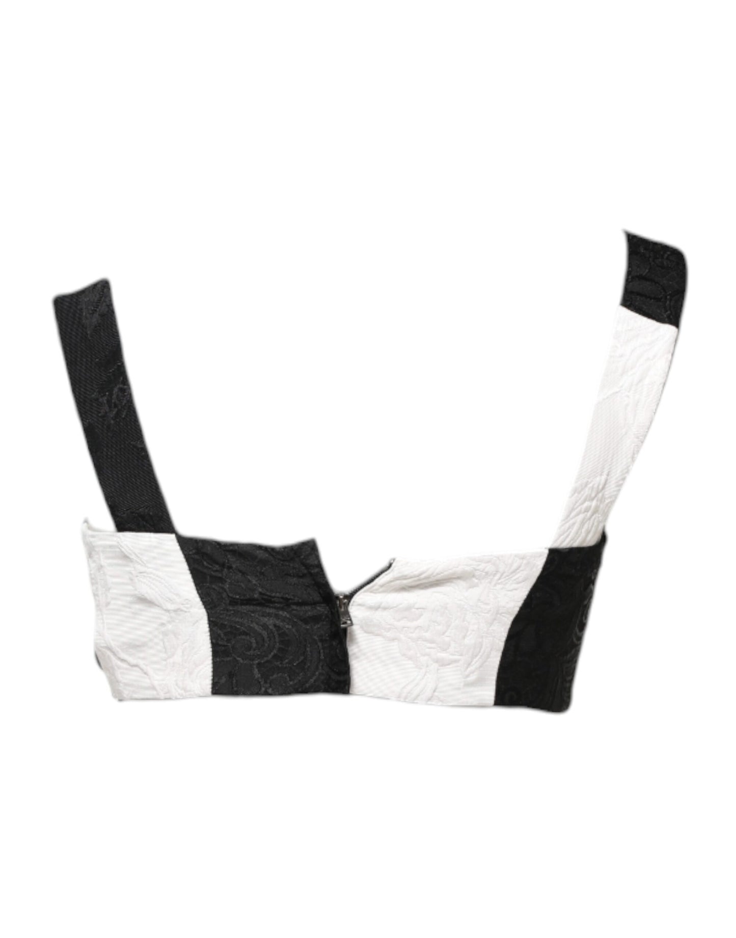 Black White Cropped Bustier Corset Bra Top