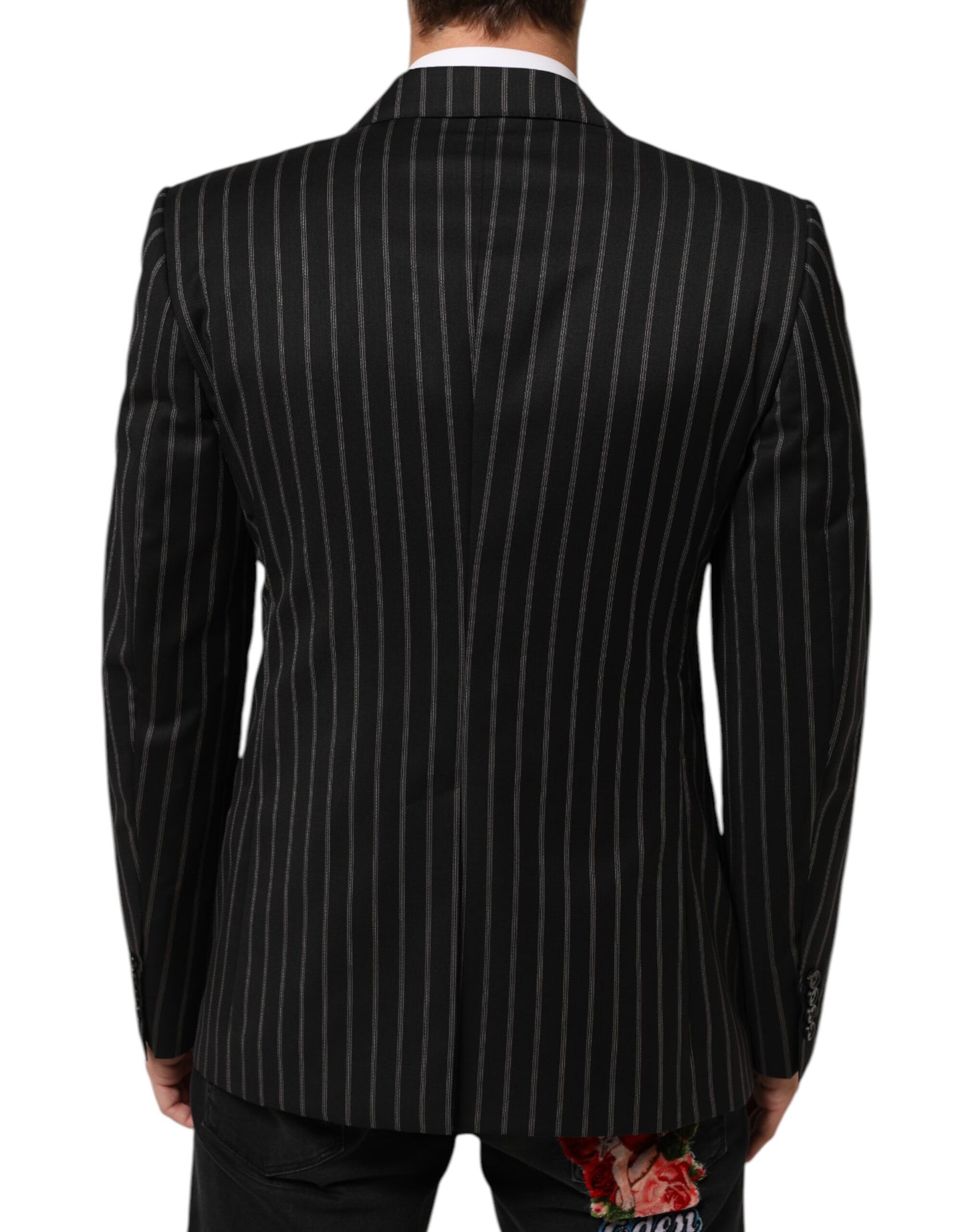 Black Stripes SICILIA 1 Button Suit Blazer