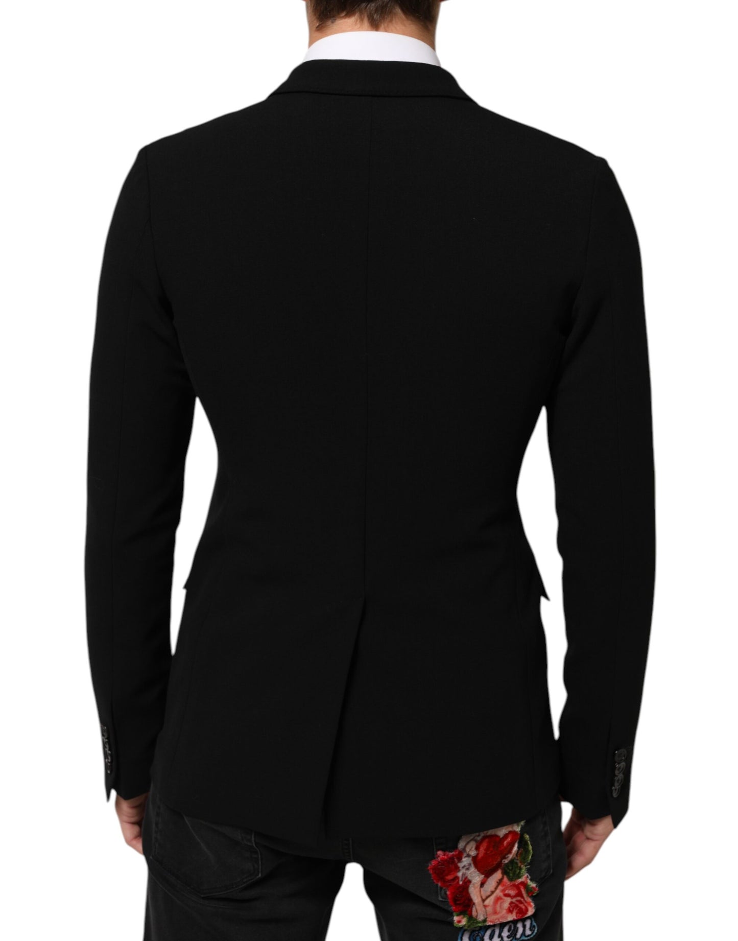 Black Wool Double Breasted Men Jacket Blazer