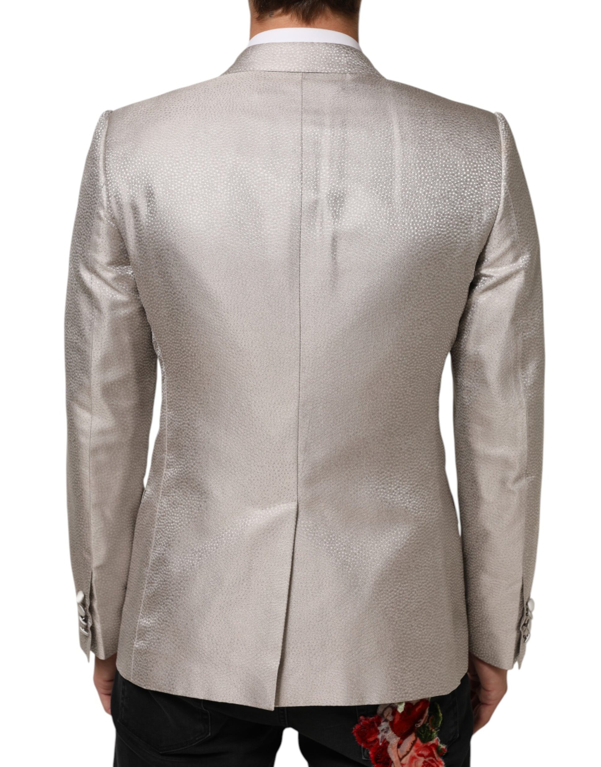 Beige MARTINI Double-Breasted Suit Blazer