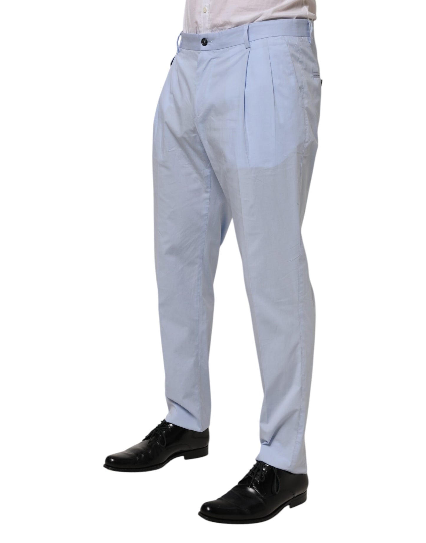 Light Blue Cotton Stretch Tapered Men Trouser Pants