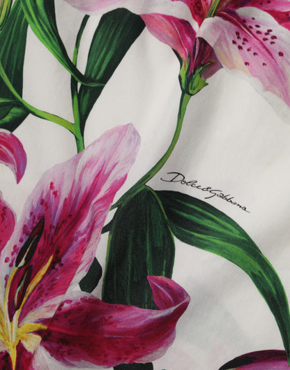 White Cotton Floral Sleeveless Mini Dress