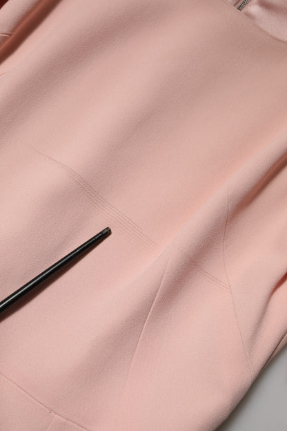 Pink Viscose Fit Flared Sheath Midi Dress