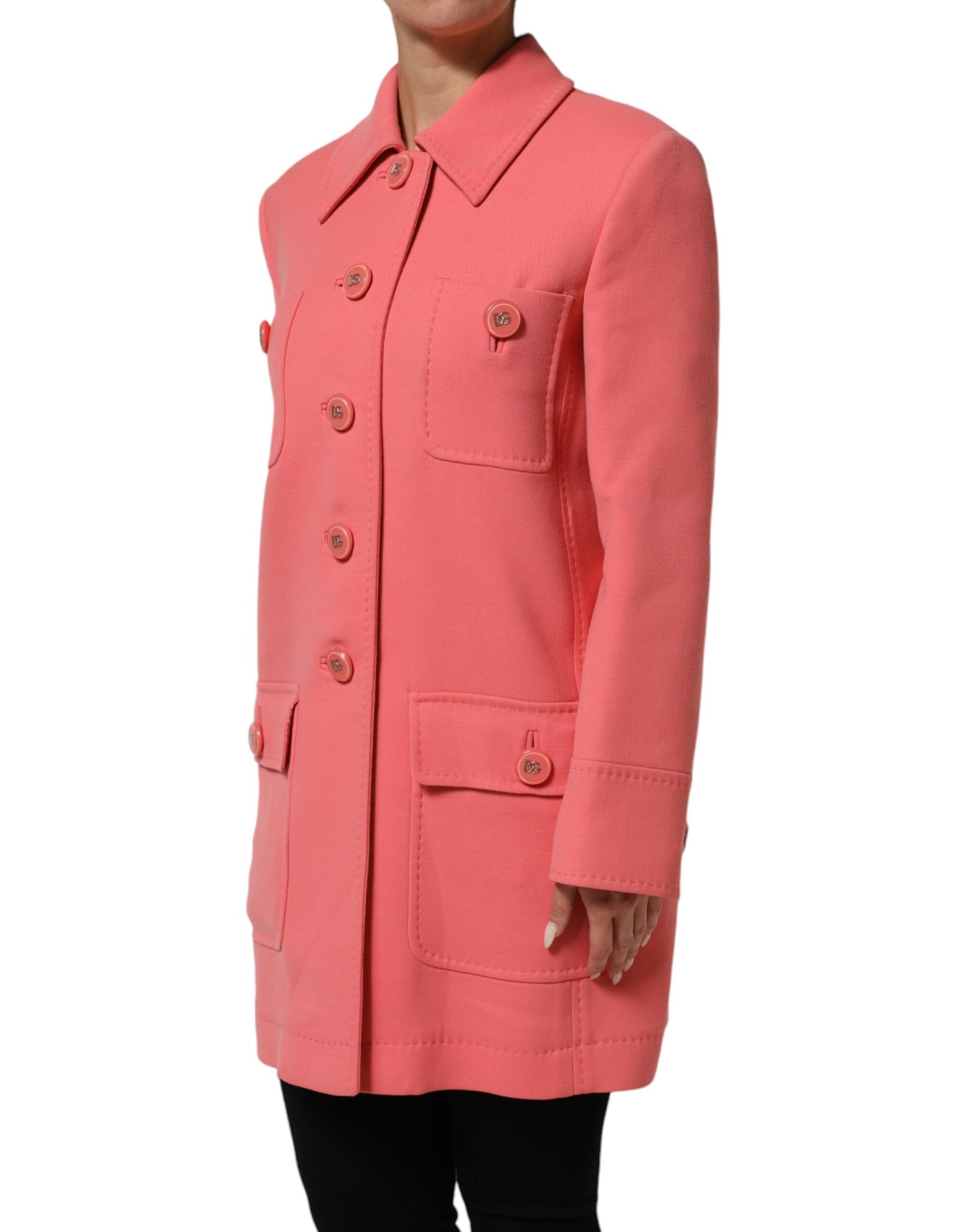 Pink Buttoned Down Trench Coat Jacket