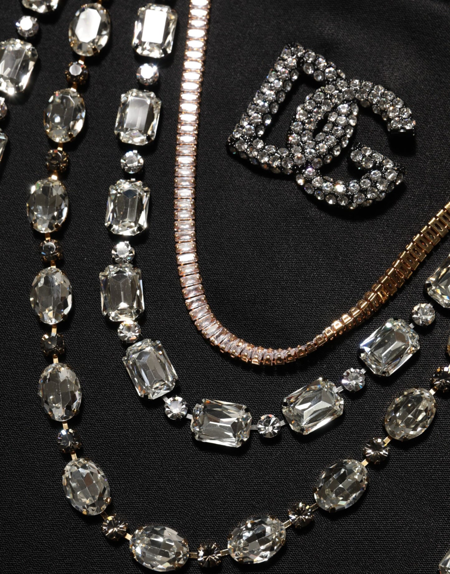 Black Crystal DG Necklace Sweatshirt Sweater