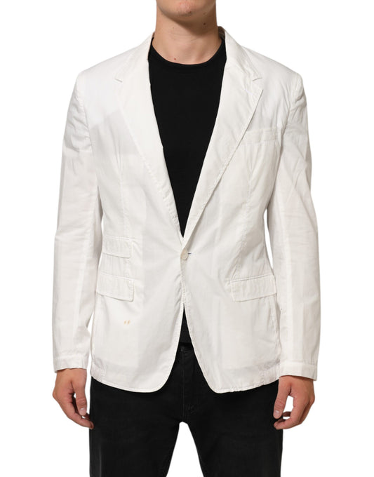 White Cotton 1 Button Men Suit Blazer