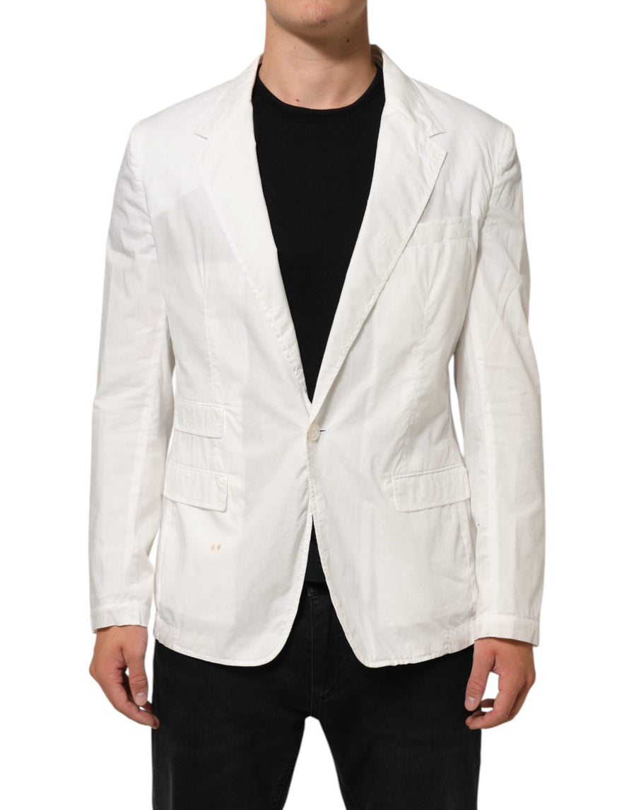 White Cotton 1 Button Men Suit Blazer
