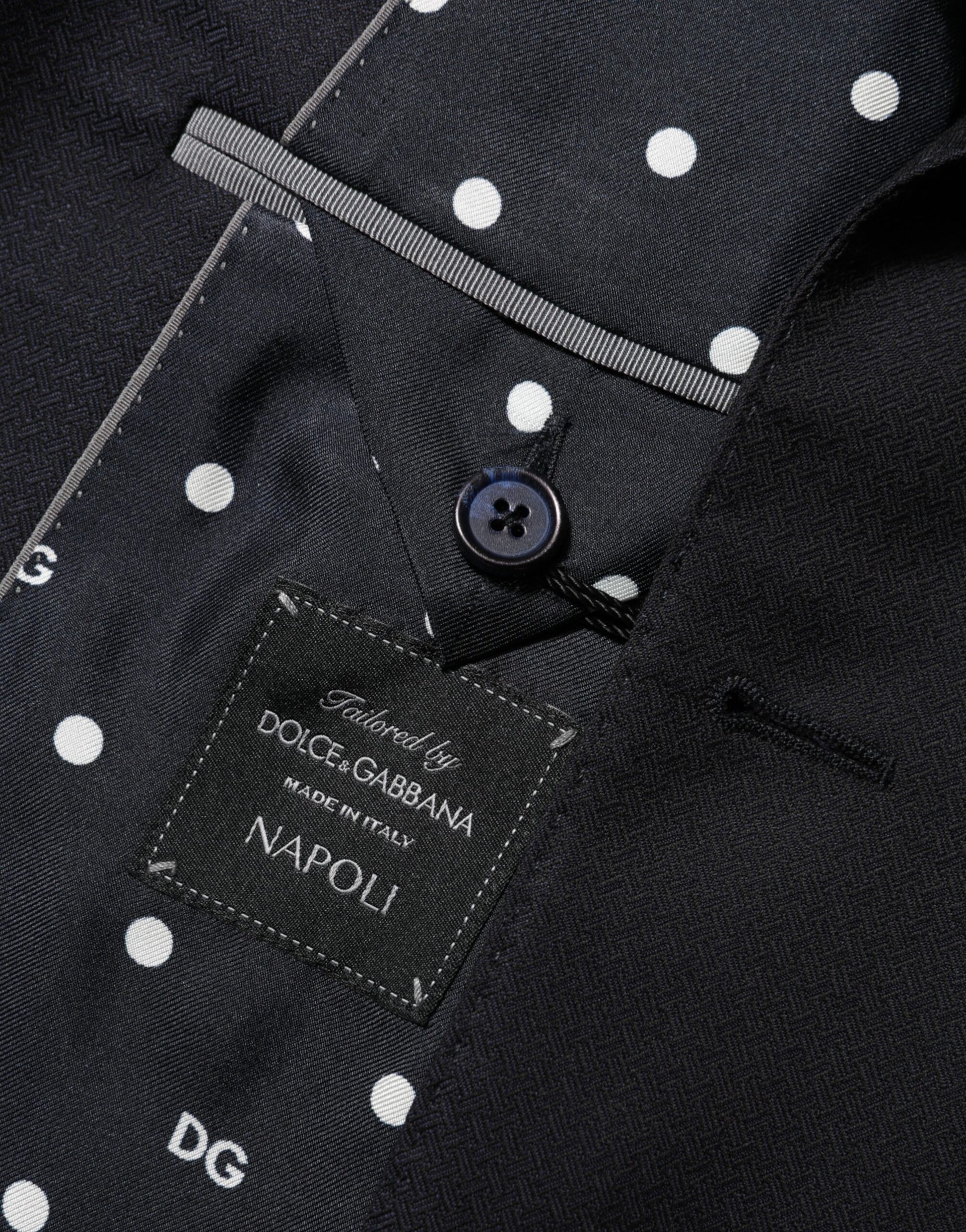 Black Wool NAPOLI 2 Button Men Suit Blazer