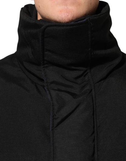 Black Nylon Puffer Men Full Zip Jacket