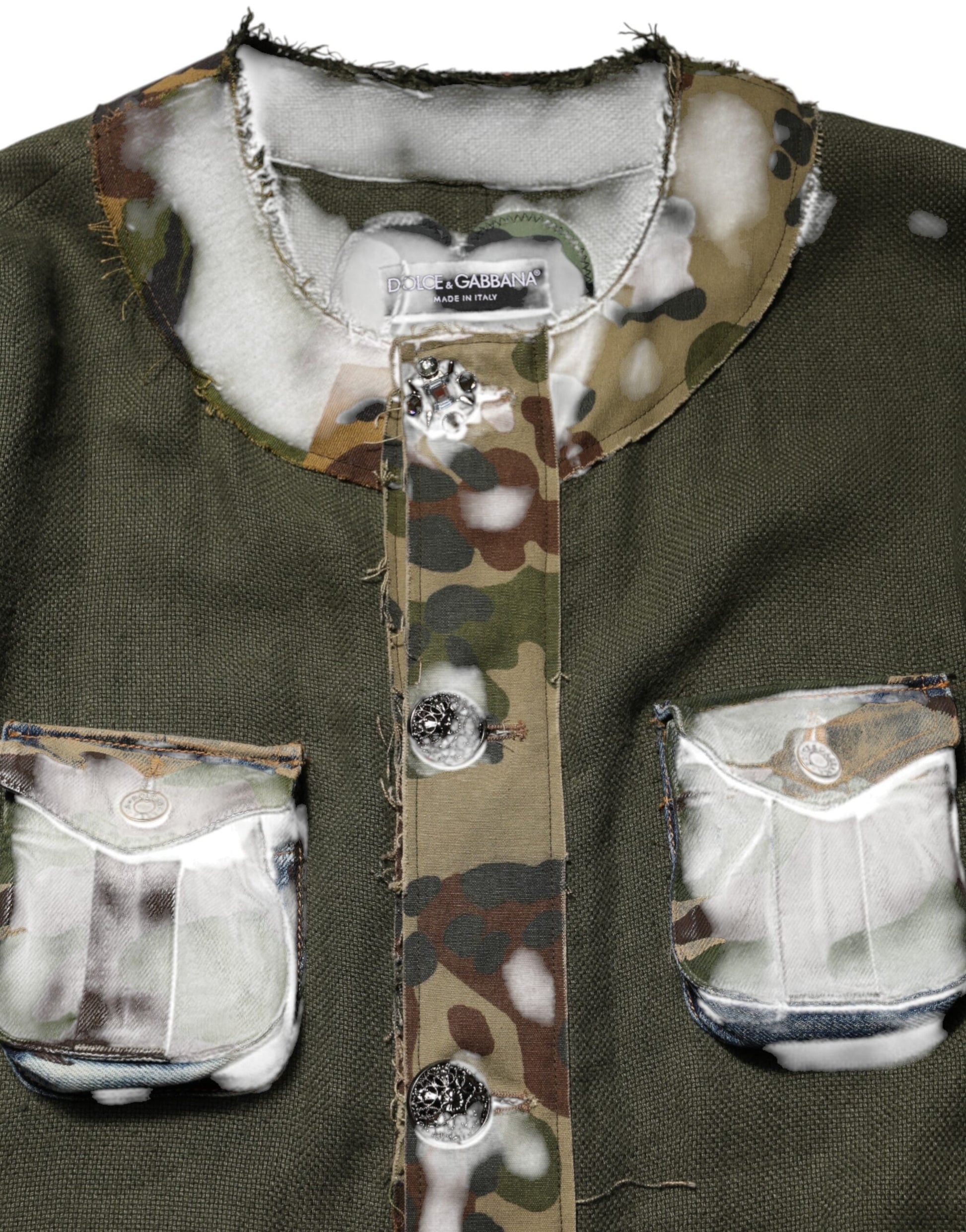 Brown Camouflage Linen Button Down Jacket