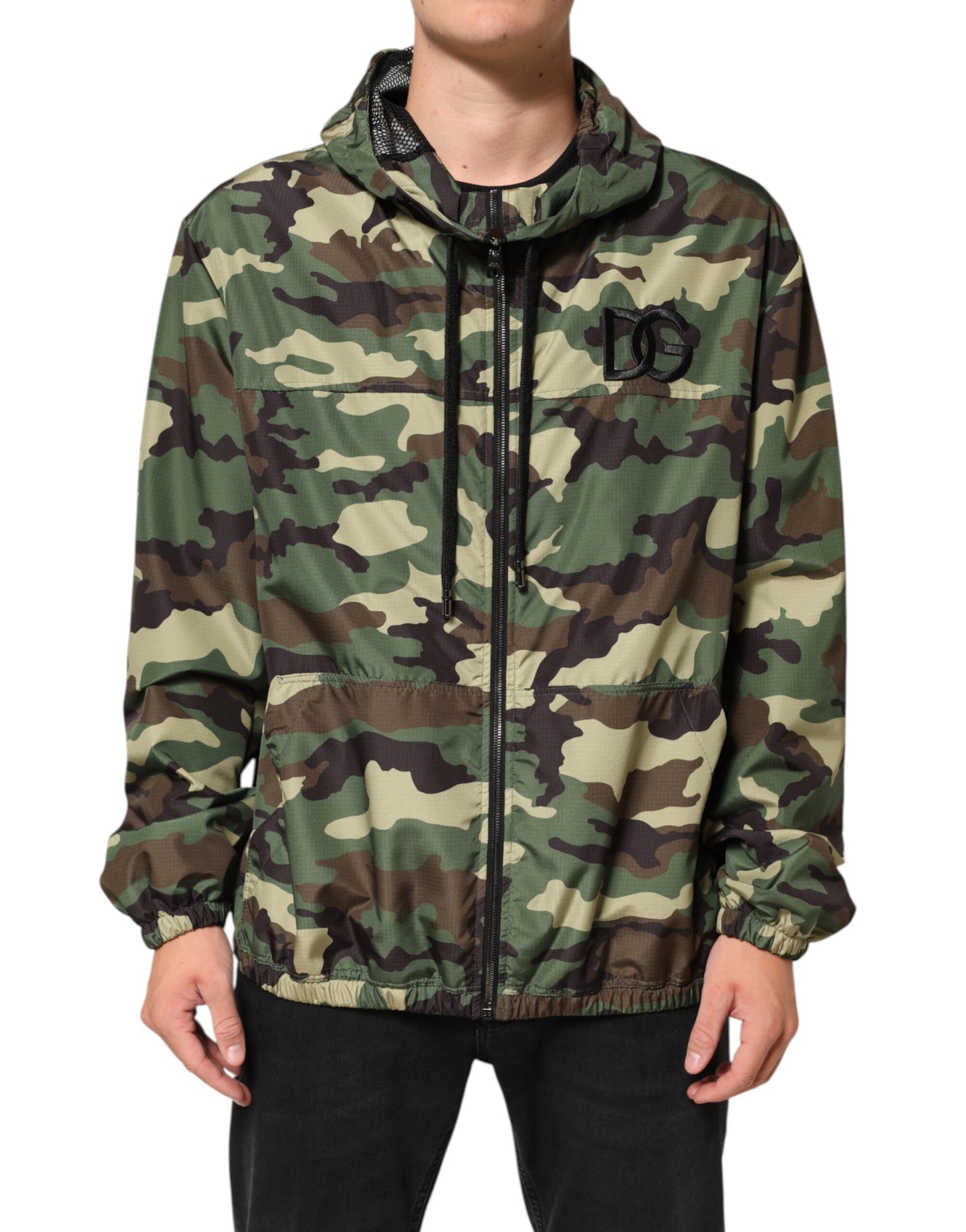 Green Camouflage Hooded Sweatshirt Jacket