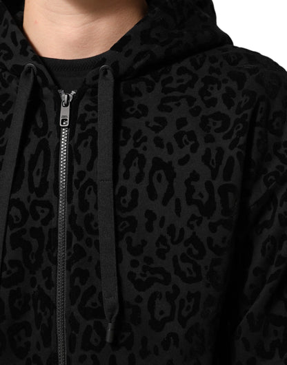 Black Cotton Hooded Full Zip Bomber Jacket