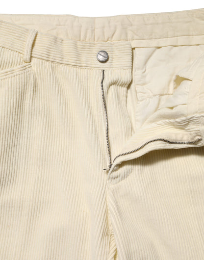 Beige Corduroy Cotton Straight Men Trouser Pants