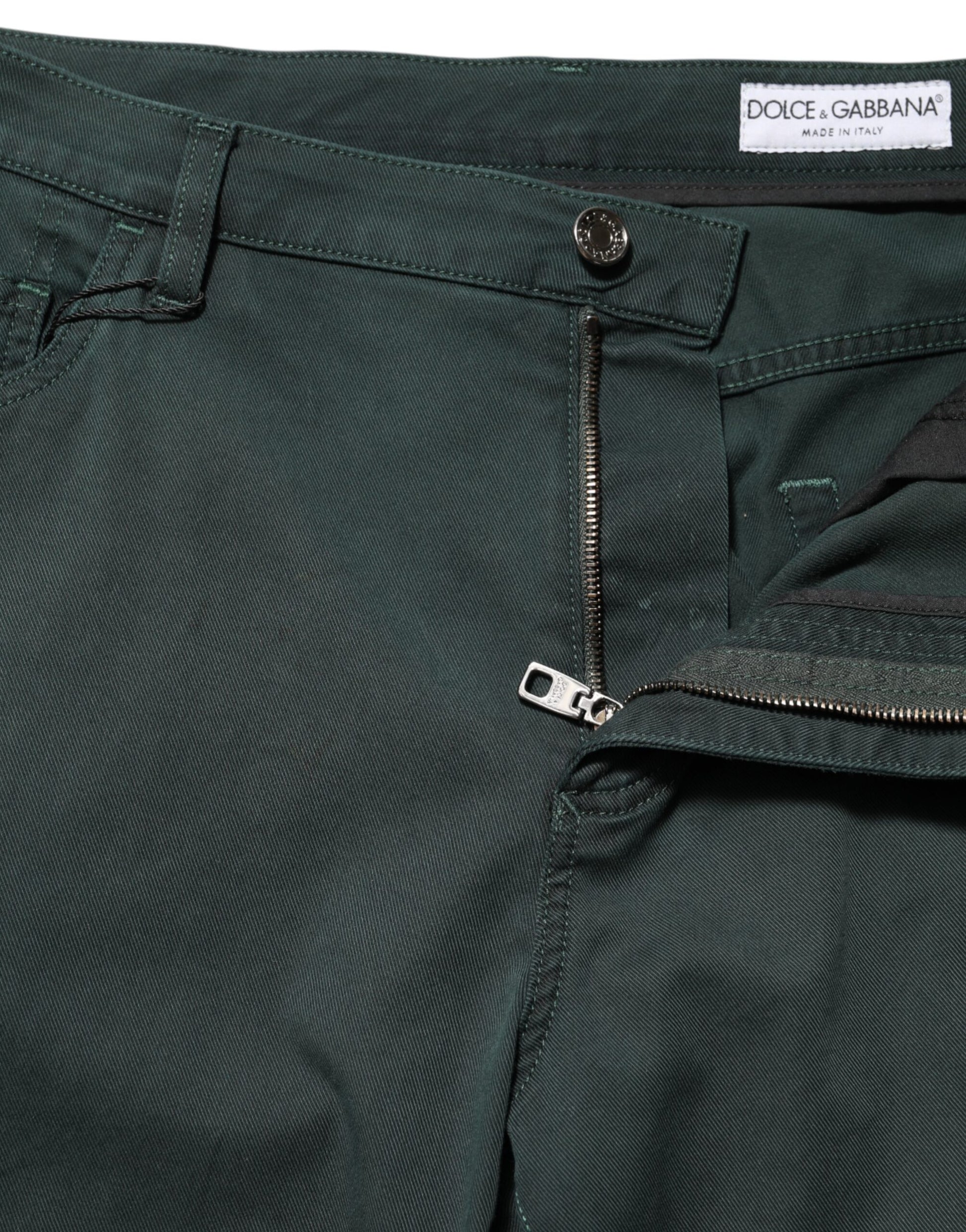 Green Cotton Stretch Men Loose Denim Jeans