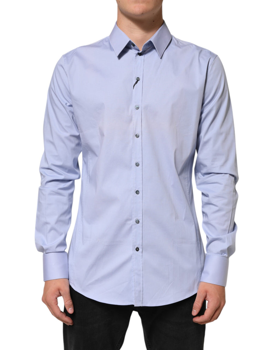 Blue SICILIA Cotton Men Dress Formal Shirt