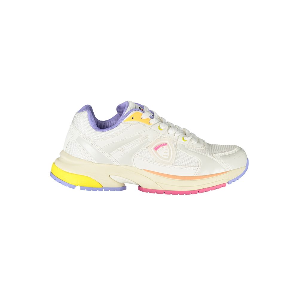White Polyurethane Women Sneaker