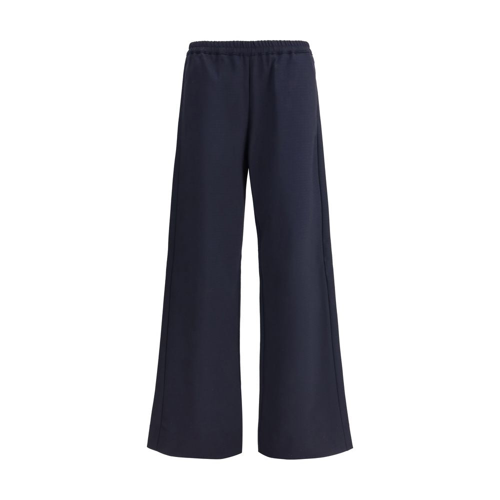 Blue Cotton Casual Pants
