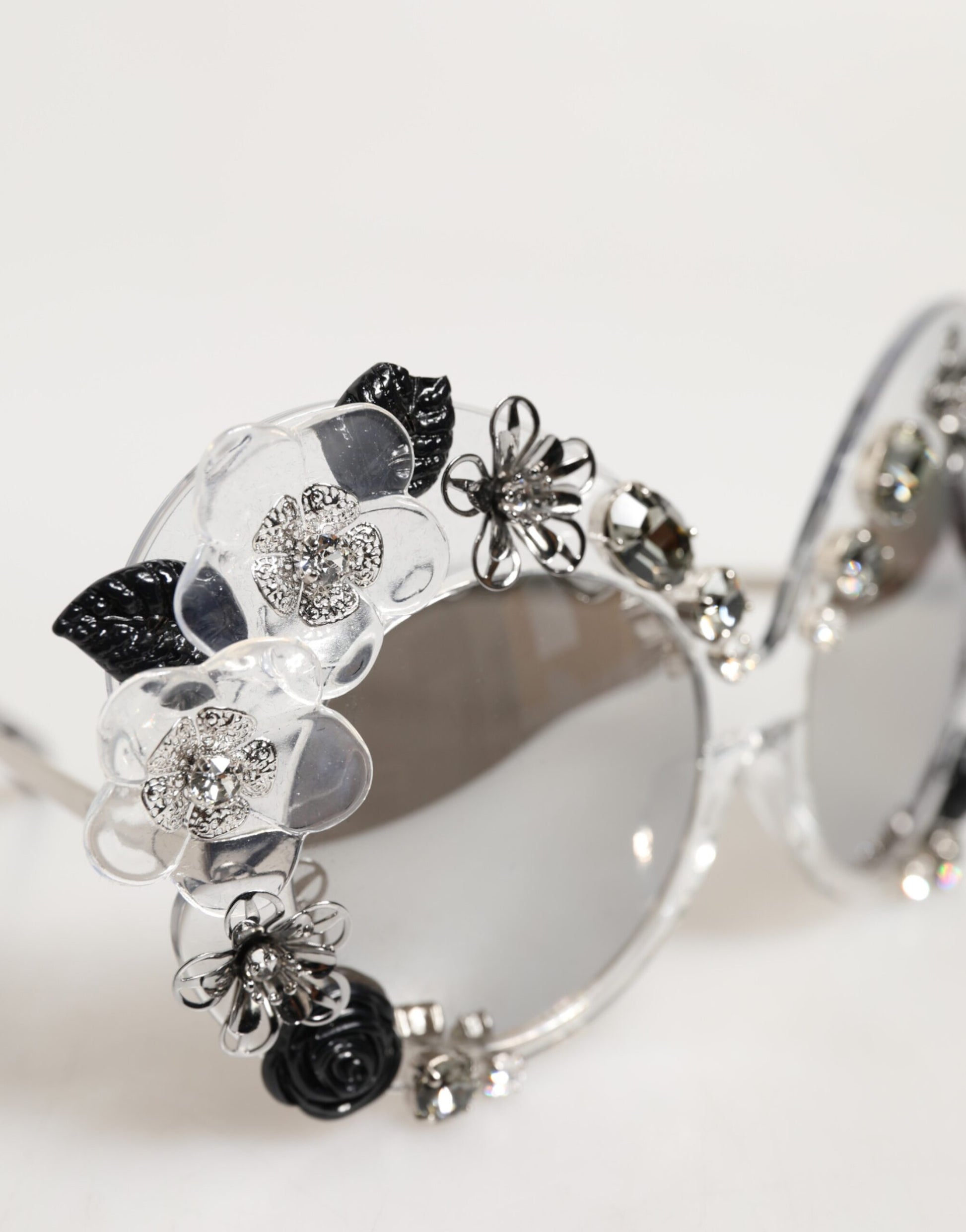 Transparent DG4292 Round Crystal Flowers Sunglasses