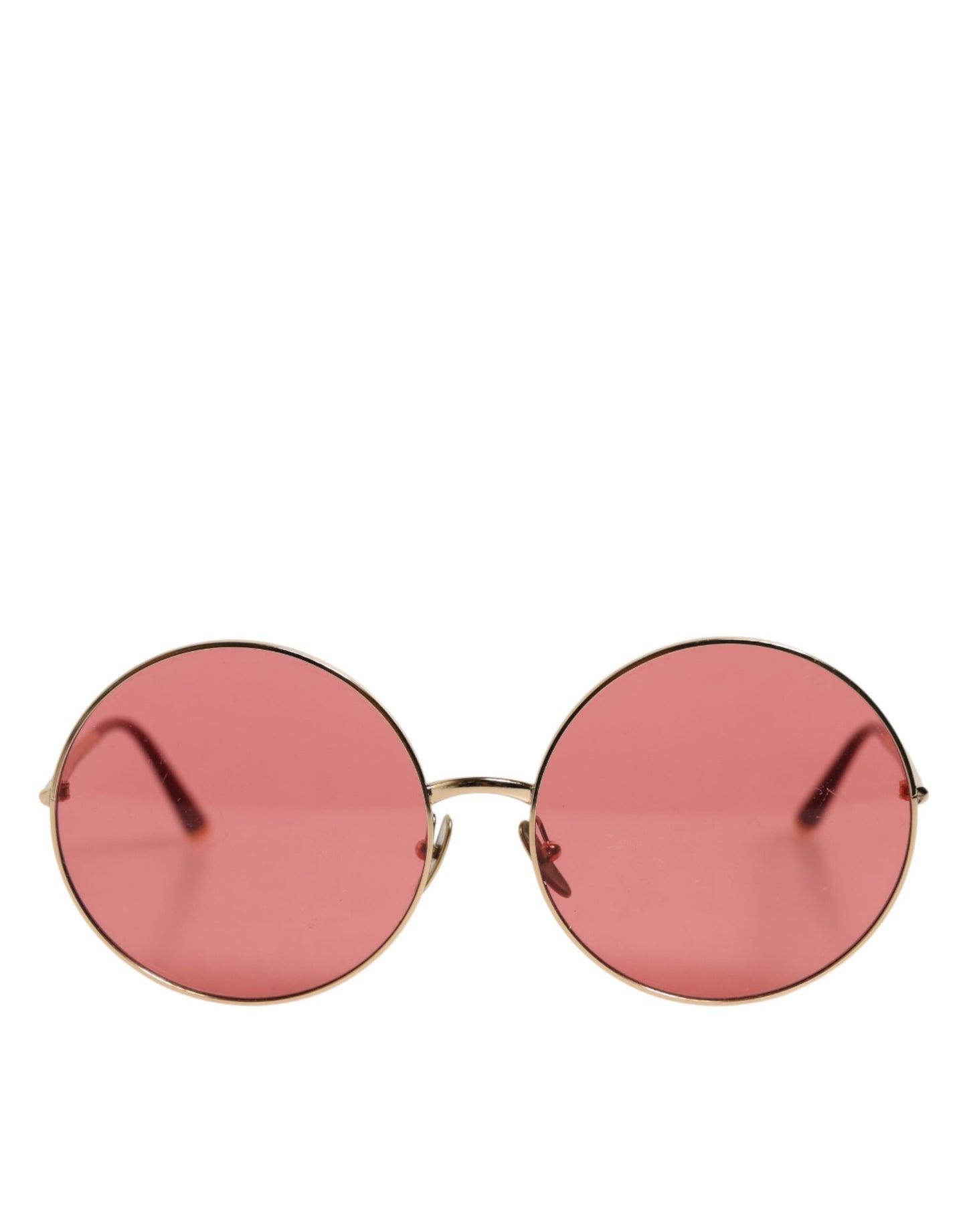 Pink Gold Metal Round Shades Eyewear Sunglasses