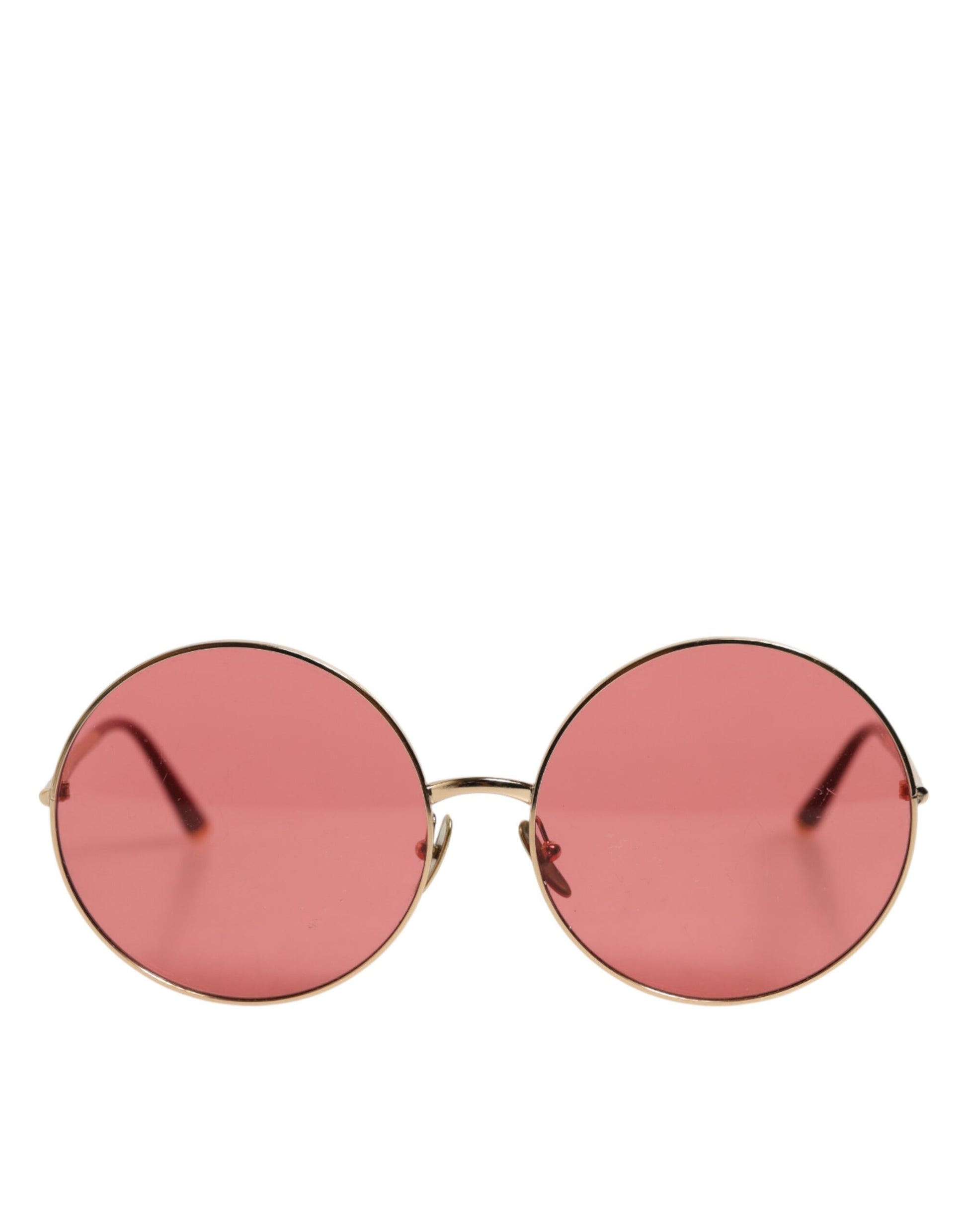 Pink Gold Metal Round Shades Eyewear Sunglasses