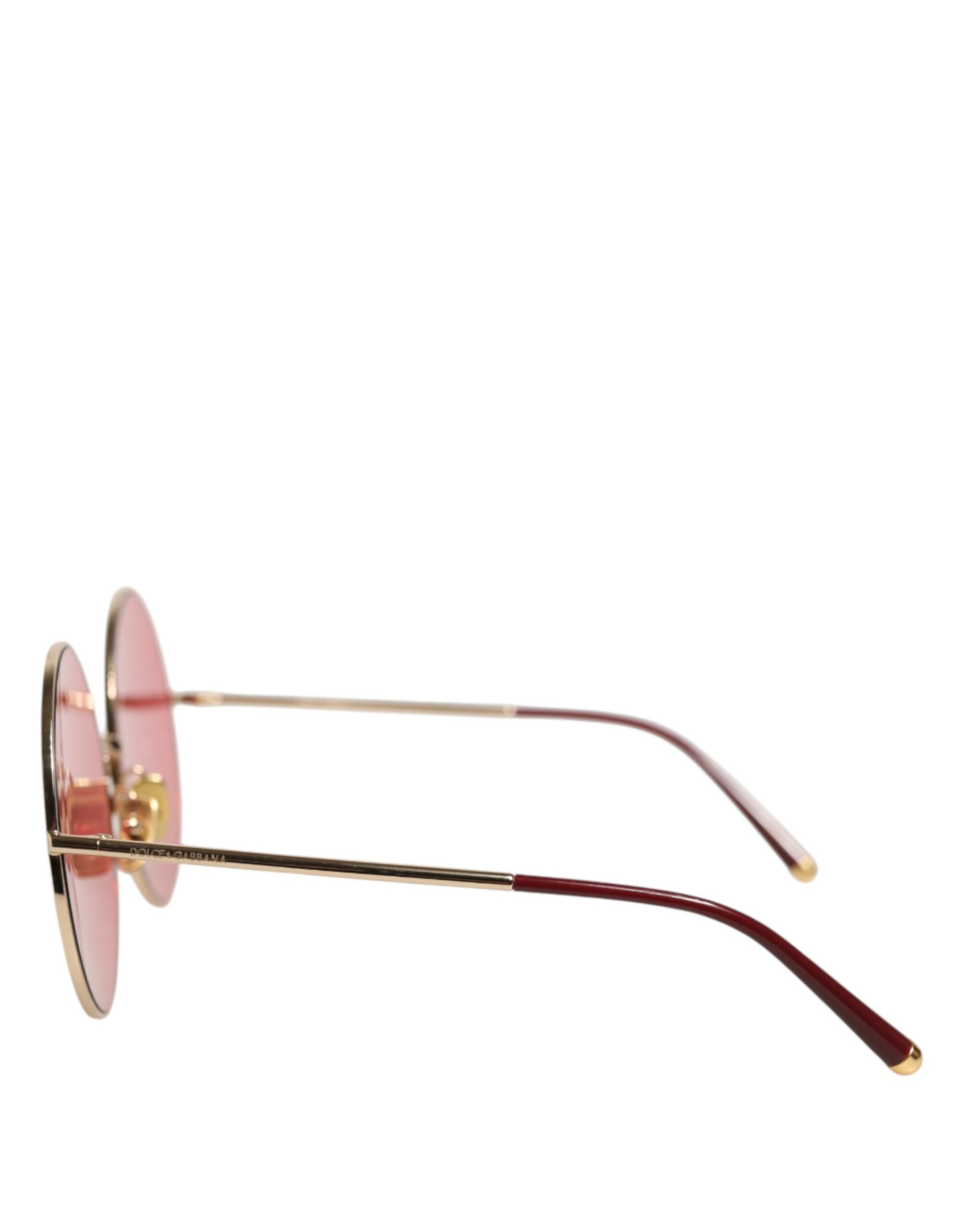 Pink Gold Metal Round Shades Eyewear Sunglasses