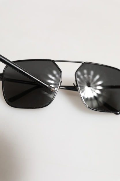 Black Metal Frame Square Lenses Shades Eyewear Sunglasses