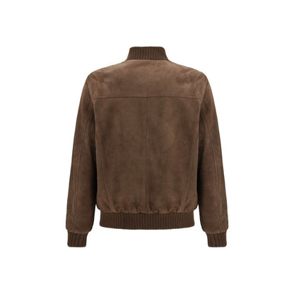 Brown Leather Bomber