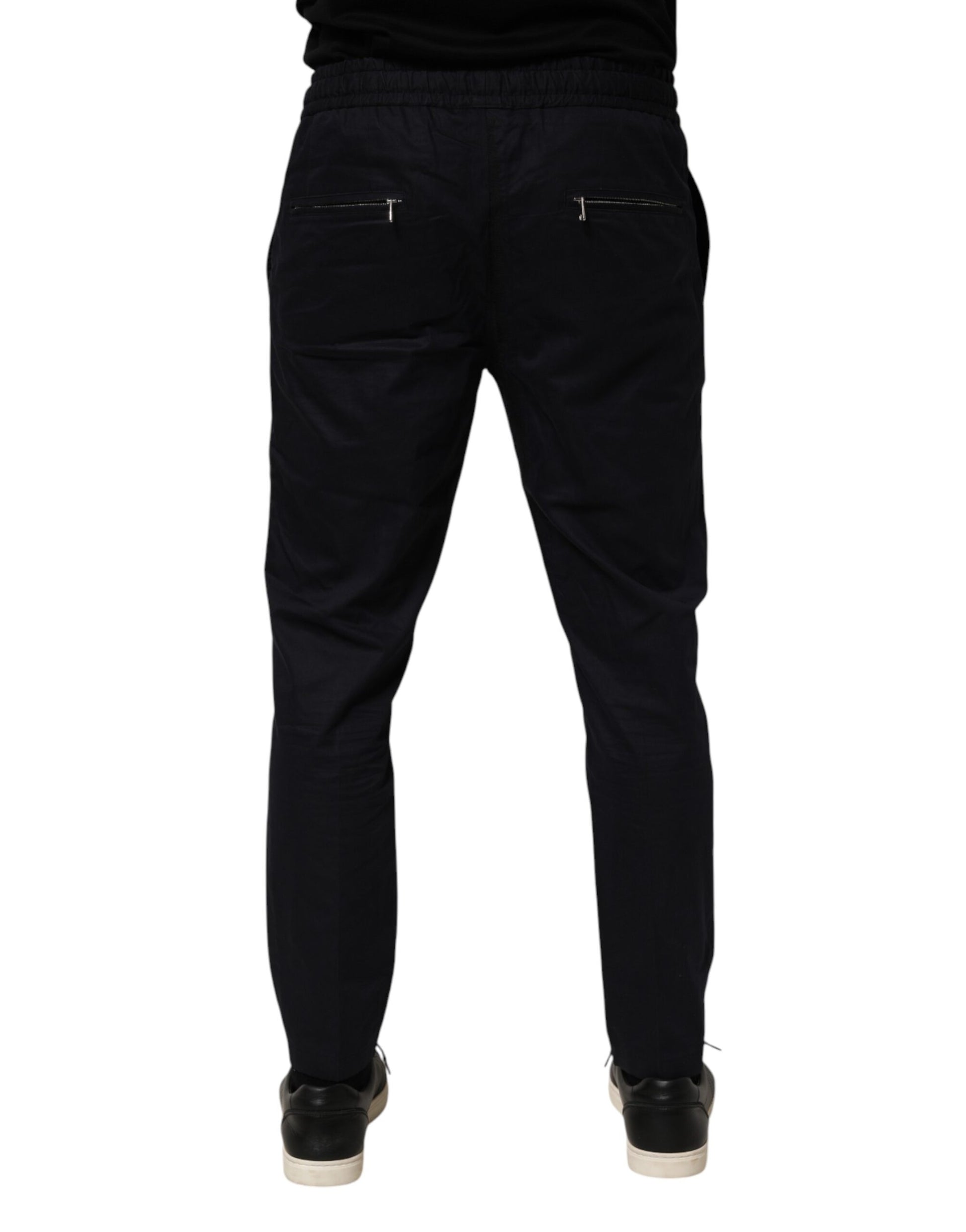 Black Mid Waist Drawstring Men Jogger Pants